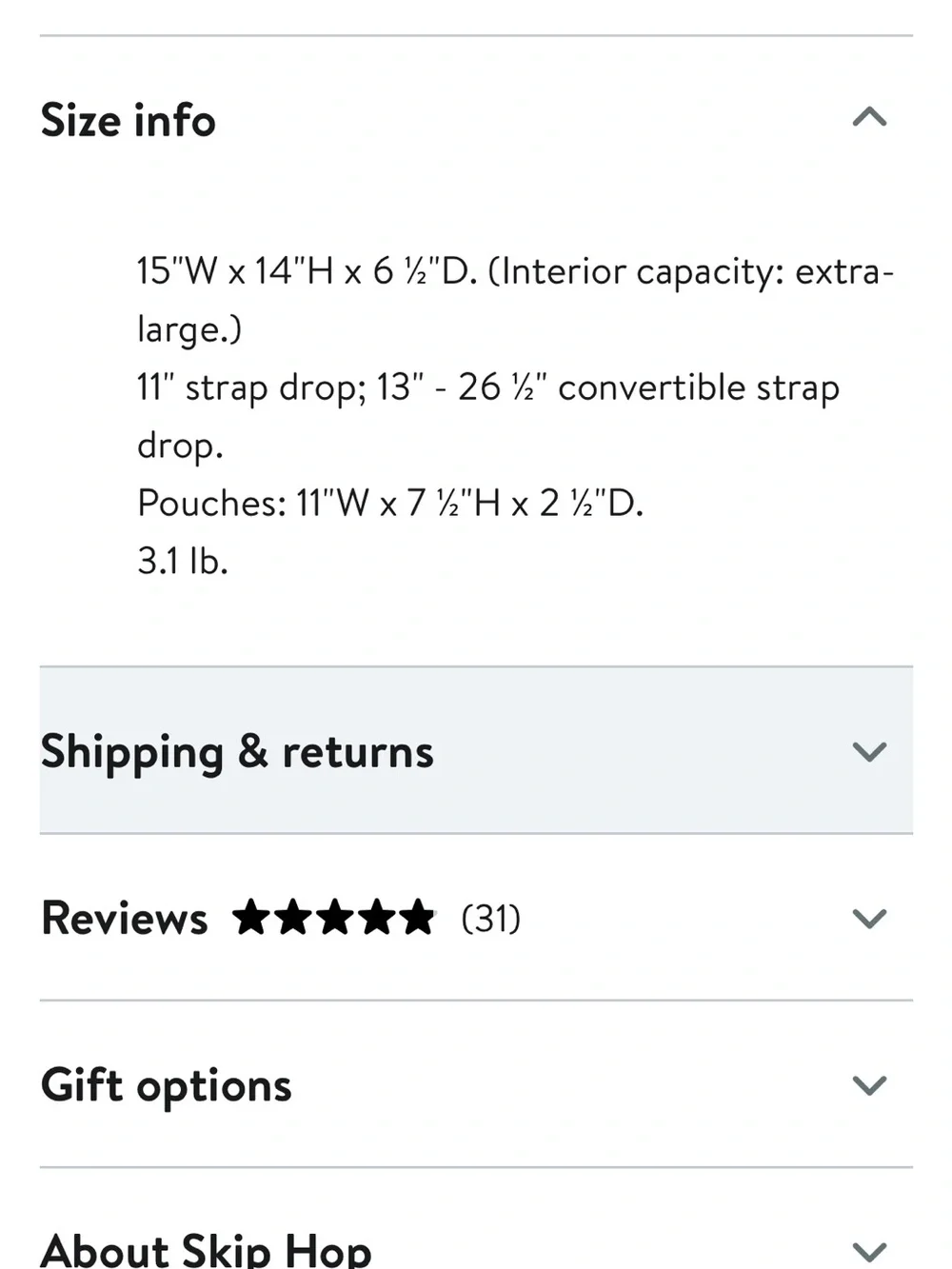 Skip Hop Duo Weekend Diaper Bag - Like new